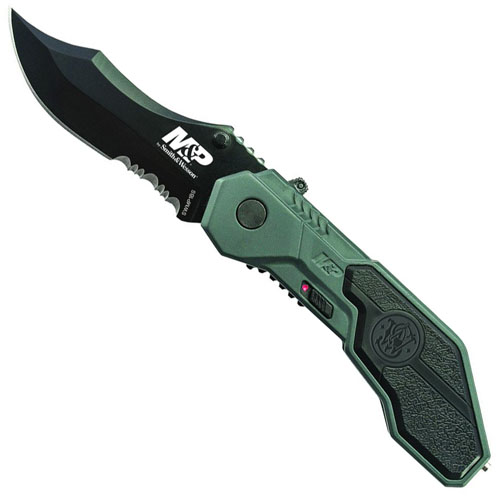 Smith & Wesson Black Military And Police Serrated Blade Folding Knife