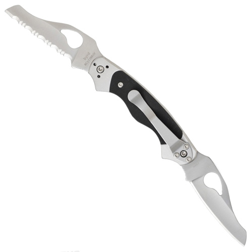 Wings Slipit Black G-10 Dual Blades Plainedge And Spyderedge