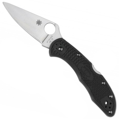 Spyderco Delica 4 Lightweight Black FRN Flat Ground Plain Edge Folding Knife