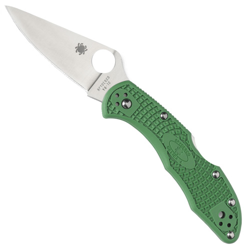 Spyderco Delica 4 Lightweight Green FRN Flat Ground Plain Edge Folding Knife