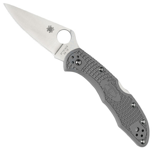 Spyderco Delica 4 Lightweight Gray FRN Flat Ground Plain Edge Folding Knife
